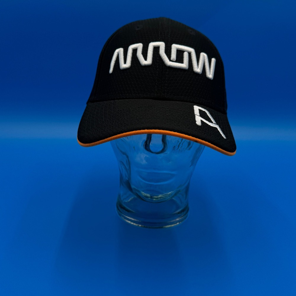 Black Clover Arrow McLaren Racing Baseball Cap White Logo‎ Orange Trim